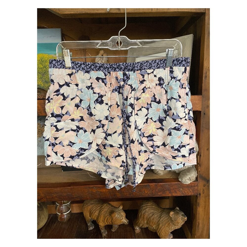 Vanilla Star Rayon Floral Purple Pink White Light Blue Flowy Shorts with Pockets